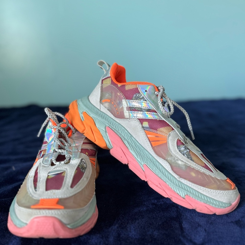 SHEIN Colorful pink and orange Y2K style sneakers